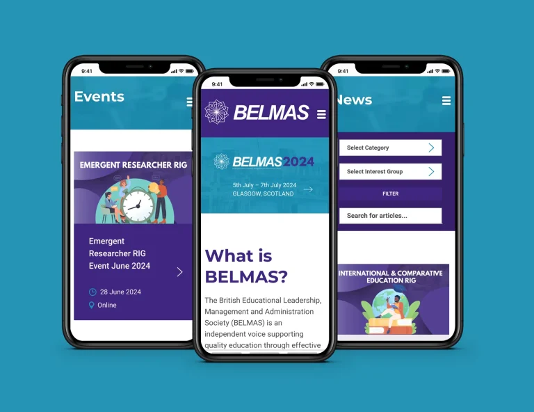Leader Marketing Partnership - BELMAS Responsive Website on mobile